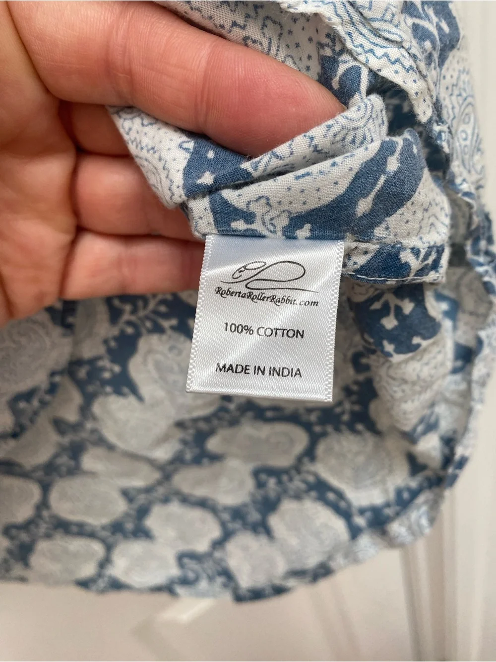 Roberta Roller Rabbit Blue & White Paisley-Print Button Down “Guy Shirt” - L - Picture 8 of 8